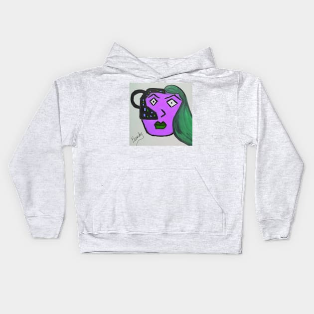 Purple Robot Lady Kids Hoodie by Blue Closet